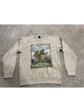 Frog and Toad Sweatshirt Crew Neck Tapestry Long Sleeve Men Medium Beige